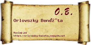 Orlovszky Benáta névjegykártya
